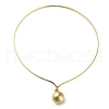 304 Stainless Steel Round Ball Pendant Choker Necklaces NJEW-D058-01G-1