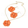 Flower Alloy Enamel Pendant Necklace & Dangle Earring FS-WG56F9D-02-3