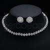 Flat Round Brass Crystal Rhinestone Jewelry Sets WG38BC5-04-1