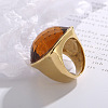 Rectangle 304 Stainless Steel with Glass Finger Rings FS-WG61EEA-17-1