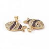 Brass Micro Pave Clear Cubic Zirconia Pendants ZIRC-F135-02G-03-3