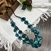 Dyed Natural Coconut Disc Beaded PU Leather Multi-Strand Necklaces for Women FS-WG04026-05-1