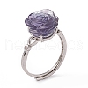 Flower Natural Fluorite Adjustable Rings KK-G273-10P-2