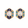 Brass Micro Pave Clear Cubic Zirconia Stud Earrings EJEW-S210-016C-NR-1