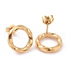 PVD Vacuum Plating 304 Stainless Steel Wave Ring Stud Earrings for Women EJEW-G298-10G-2