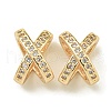 Letter X Rack Plating Brass Micro Pave Cubic Zirconia Europen Beads KK-K386-15G-1