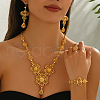 Vintage Alloy Flower Tassel Bracelets & Earrings & Necklaces & Rings Set for Bride Wedding Evening Party US5034-4