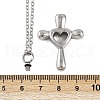 304 Stainless Steel Heart Cross Pendant Pet Urn Ashes Necklaces NJEW-S455-05P-6
