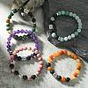 Natural Mixed Stone & Lava Rock & Tibetan Style Buddha Head Beaded Stretch Bracelet for Girl Women BJEW-JB09634-4