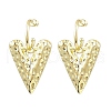 Heart Brass Dangle Stud Earrings EJEW-M244-06G-1