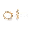 Brass Micro Pave Clear Cubic Zirconia Stud Earring Findings KK-T062-247G-4