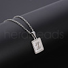 Rectangle Stainless Steel Pave Natural White Shell Pendant Necklaces FS-WG3D812-26-1