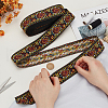 10 Yards Ethnic Style Polyester Jacquard Flower Ribbon OCOR-WH0078-185A-3