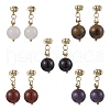 Natural Mixed Stone Round Beads & 304 Stainless Steel Components Dangle Earrings for Women EJEW-JE06231-2