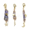 Wire Wrapped Nuggets Electroplated Natural Quartz Crystal Pendant Decorations HJEW-JM03127-03-2