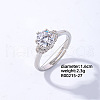 Mother's Day Rings Flat Round Platinum Brass Adjustable Ring with Cubic Zirconia EG7863-21-1