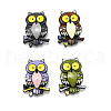 12Pcs 4 Colors Owl Enamel Pins JEWB-A033-15EB-2