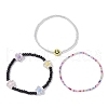 3Pcs 3 Styles Glass Acrylic Beaded Strech Bracelet & Glass Seed Beads Stretch Bracelet Set for Women BJEW-JB11749-2