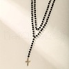 Gothic 304 Stainless Steel & Glass Double Layer Cross Pendant Necklaces for Women FS-WG8F80C-01-4