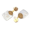 Rack Plating Nuggets Brass With Rhinestone & Natural Pearl Handmade Indonesia Stud Earrings EJEW-U010-04A-G-2