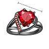 Heart Brass Micro Pave Cubic Zirconia Finger Rings FS-WG4D14B-04-4