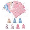  18pcs 6 colors Burlap Packing Pouches Drawstring Bags ABAG-TA0001-20-11