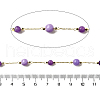 Handmade Natural Amethyst & Dyed White Jade Round Beaded Chains CHC-F020-01G-01-2
