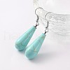Teardrop Platinum Tone Brass Natural & Synthetic Mixed Stone Dangle Earrings EJEW-M058-M-2