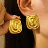 304 Stainless Steel Rectangle with Spiral Stud Earrings EJEW-V006-05G-1