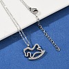 304 Stainless Steel Crystal Rhinestone Rocking Horse Pendant Necklaces for Women NJEW-F339-02P-1