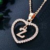 Heart Brass Micro Pave Clear Cubic Zirconia Pendant Necklaces WGA8162-26-1