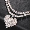 Alloy Full Crystal Rhinestone Heart Charm Double Layer Waist Chain WG7517E-04-3