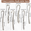 SUNNYCLUE 12Pcs 6 Styles Tibetan Style Alloy Bookmark Findings with Holes FIND-SC0008-99-2