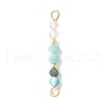 Faceted Round Natural Quartz Crystal & Amazonite & Apatite Beaded Connector Charms PALLOY-JF03530-03-1