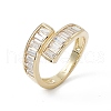 Clear Cubic Zirconia Rectangle Open Cuff Ring RJEW-G276-10G-1