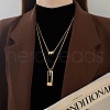 Rectangle & 3 Ring Stainless Steel Pendant Double Layer Necklaces for Women FS-WG0A6F5-01-4