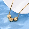 304 Stainless Steel Triple Beads Pendant Box Chain Necklaces NJEW-R026-02G-01-3