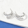 Twist Brass Micro Pave Cubic Zirconia Stud Earrings EJEW-M082-16P-02-5