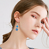 ANATTASOUL 5 Pairs 5 Colors Alloy Enamel Flower Dangle Earrings EJEW-AN0004-76-6