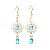 Mother's Day Jewellery Shell Pearl with Glass Dangle Earring EJEW-JE05931-02-1