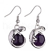 Natural Amethyst Chameleon Dangle Earrings with Crystal Rhinestone EJEW-A092-10P-07-2