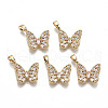 Brass Micro Pave Clear Cubic Zirconia Pendants RJEW-T063-52G-NF-1