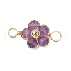10Pcs 10 Styles Natural Amazonite & Apatite & Rose Quartz & Amethyst & Red Agate Faceted Round Beaded Flower Connector Charms PALLOY-JF03605-4
