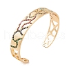 Brass Pave Colorful Cubic Zirconia Hollow Open Cuff Bangles for Women BJEW-S147-09G-A-1