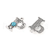 Synthetic Turquoise & Alloy Pendants PALLOY-H146-01AS-P-2