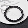 Natural Lava Rock & 304 Surgical Stainless Steel Disc Beaded Stretch Bracelet BJEW-JB09689-02-3