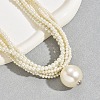 Plastic Imitation Pearl Round Ball Pendant Multi-Strand Beaded Necklaces FS-WG3508B-01-3
