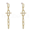 Brass Micro Pave Clear Cubic Zirconia Dangle Stud Earrings EJEW-K083-17G-1