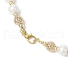 Brass Hollow Round & Glass Pearl Beaded Necklaces for Women Men NJEW-JN05293-5