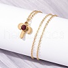 304 Stainless Steel Glass Drill Birth Stone Constellation Pendant Necklaces STAS-D305-08G-A-4